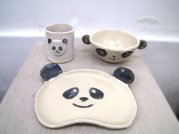 パンダ皿,夏休み,陶芸作品,